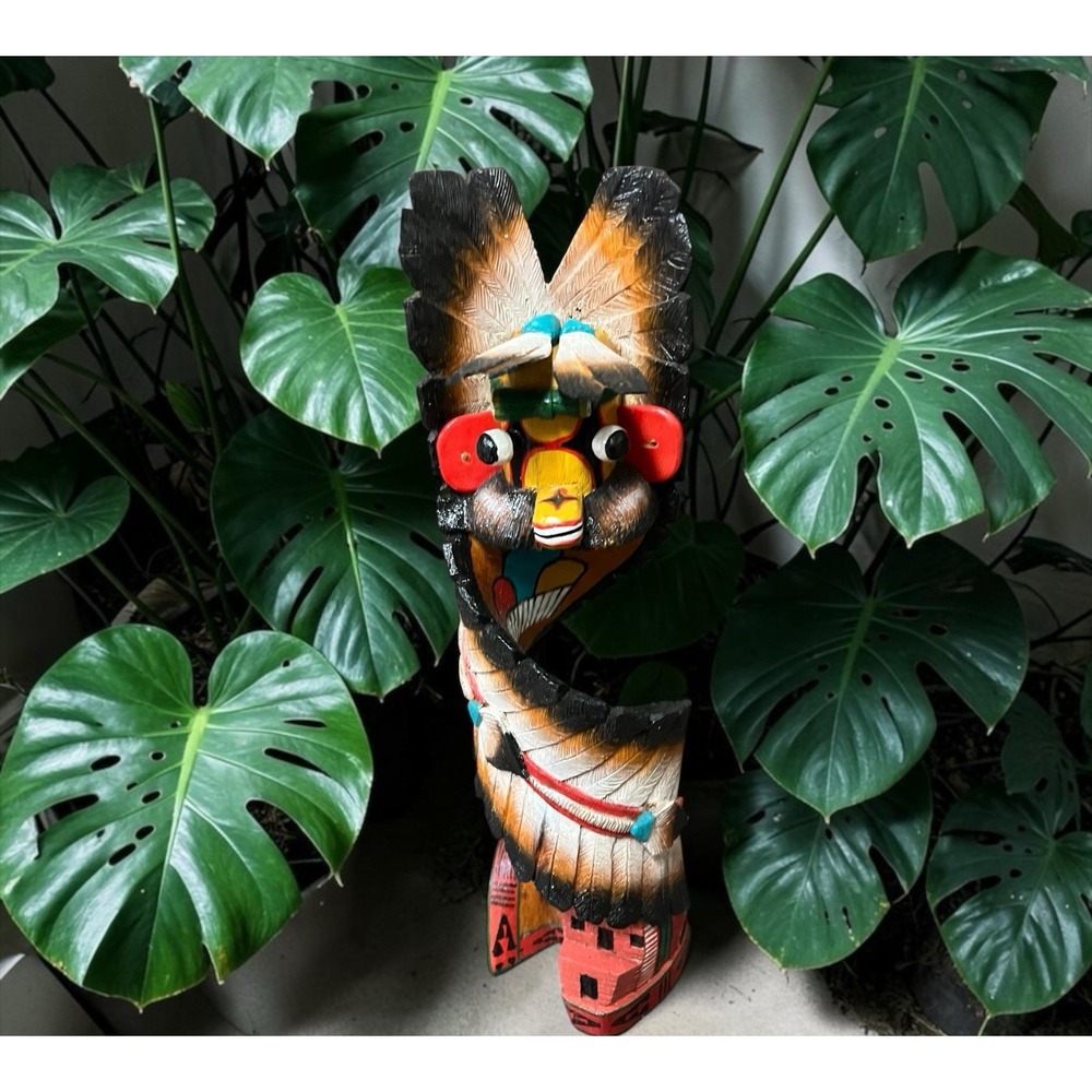 J. Todacheenie Hopi Yellow Ahote Kachina Hand Carved Wood Native American Signed